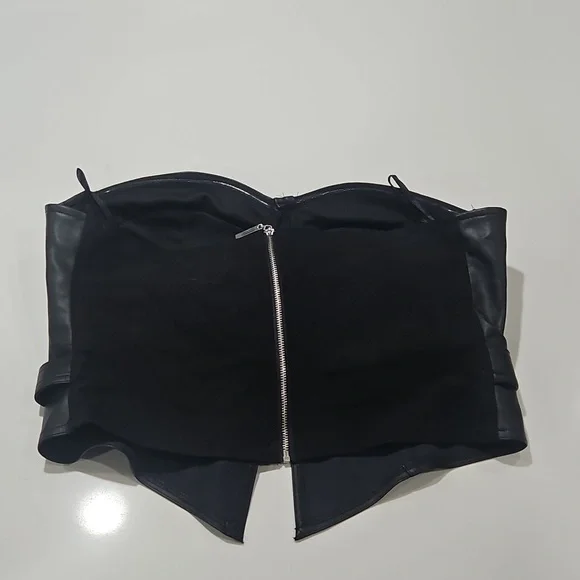 Black Faux Leather Bustier Top  Sz Xl Corset. - Picture 6 of 7